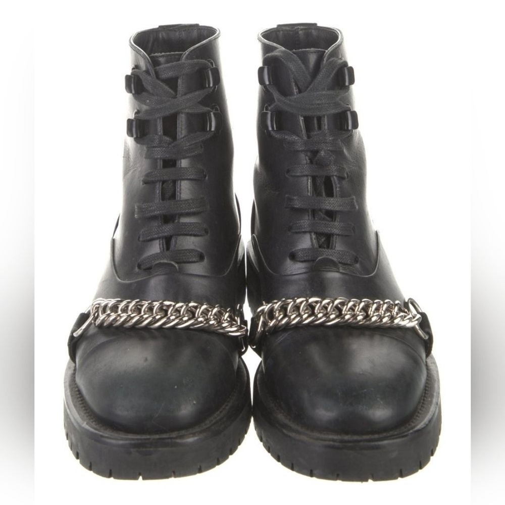 Burberry Chain Combat Boots Women Sz5 (IT35) Black Edgy Lug Sole Grunge designer - Picture 2 of 13